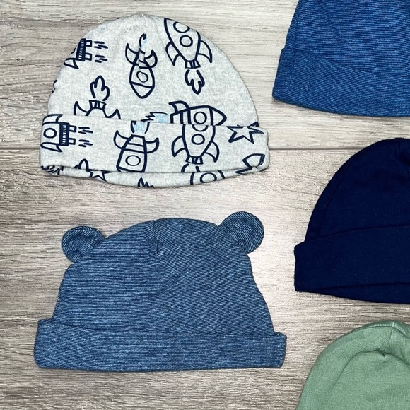 Gerber Infant Hats Organic Cotton 0-6 Months | NB Rocket Ship Hat Baby Bear Hat - Picture 9 of 13